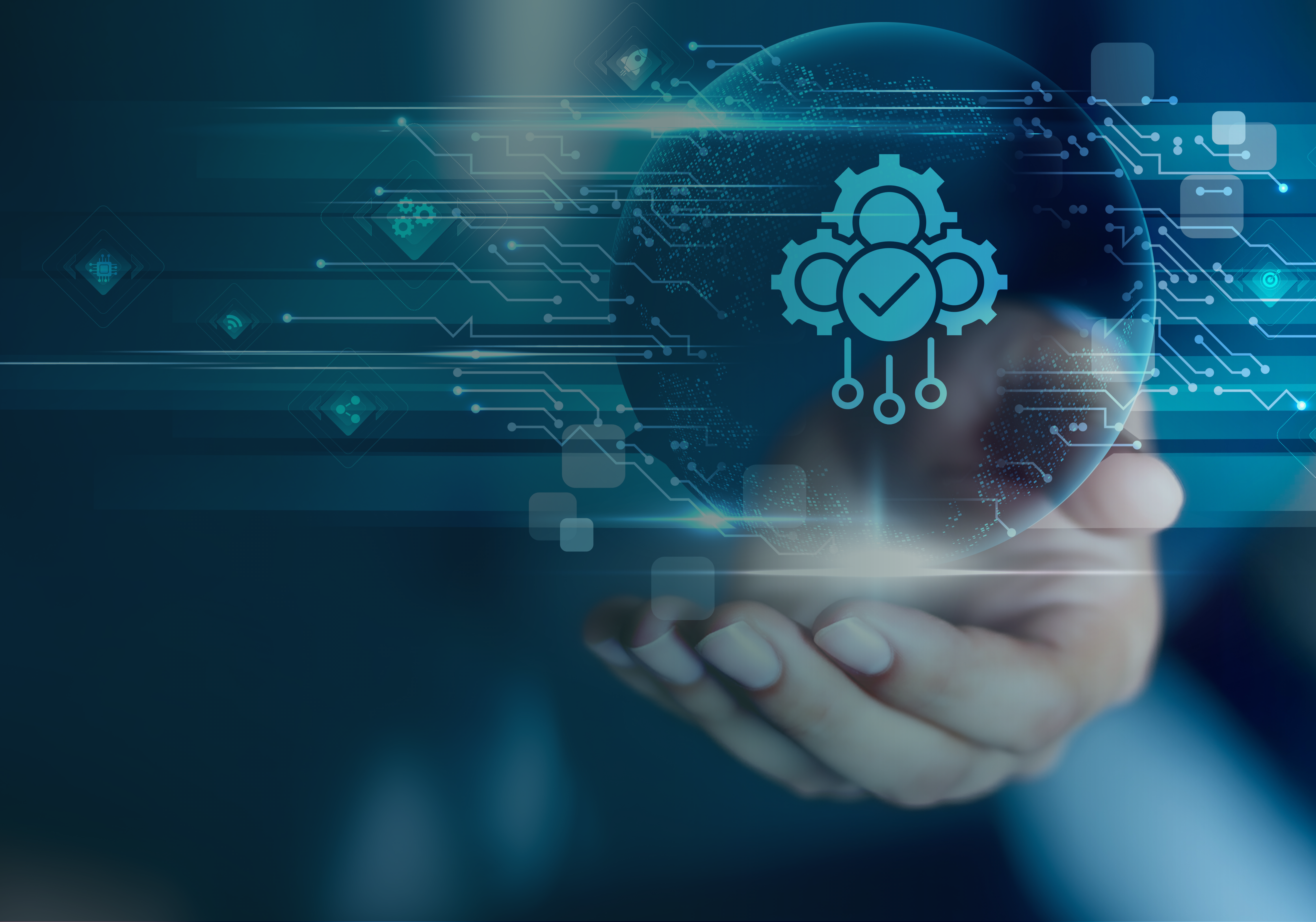 Businessman hold Automation icon for streamlining workflows